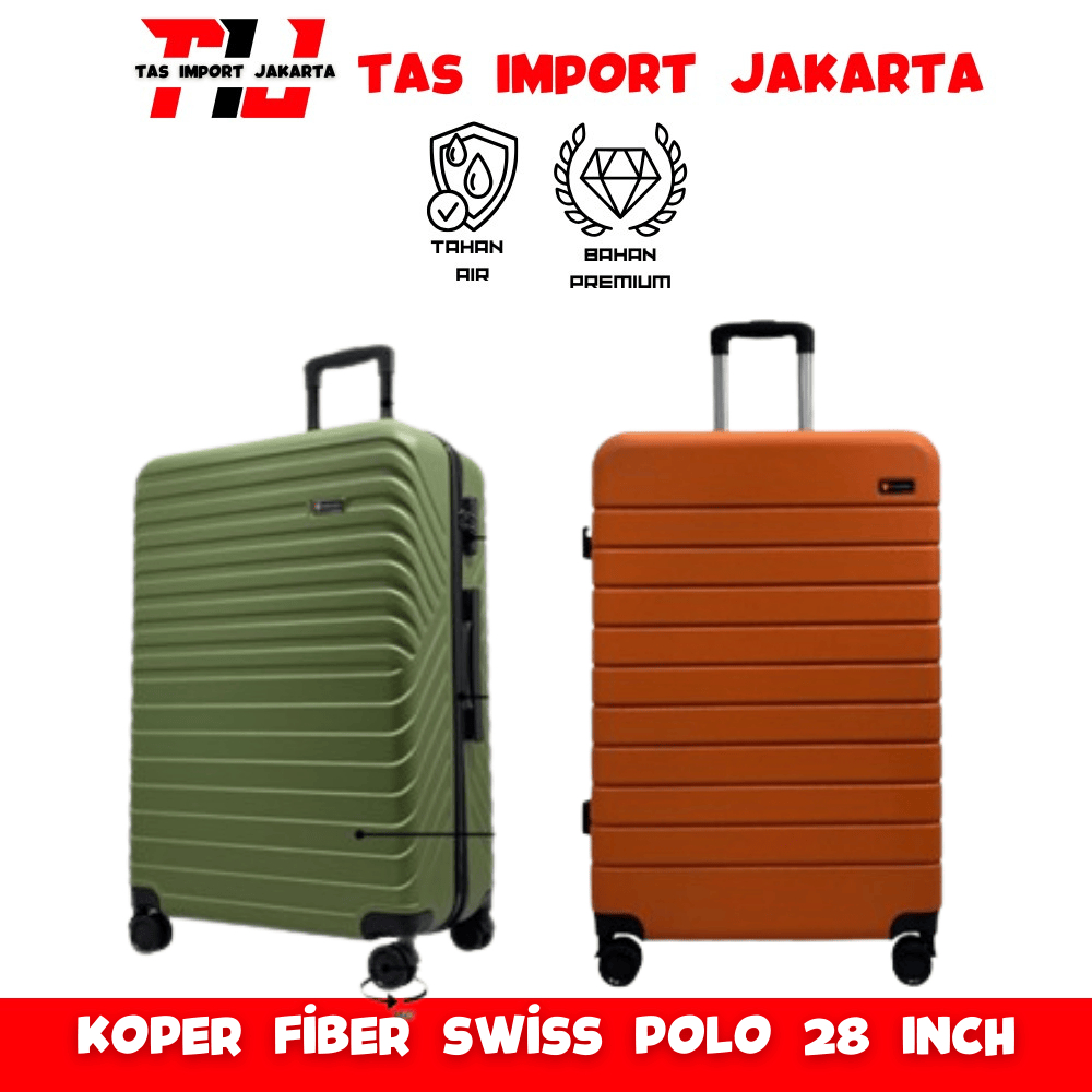 Jual Koper Fiber Swiss polo 28 Inch Hardcase Ukuran Bagasi Pesawat Roda ...