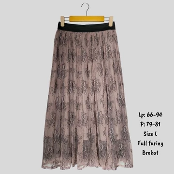 (V F) Rok Plisket Polos Tutu Brokat Rajut Knit Motif Premium Two Tone A Line