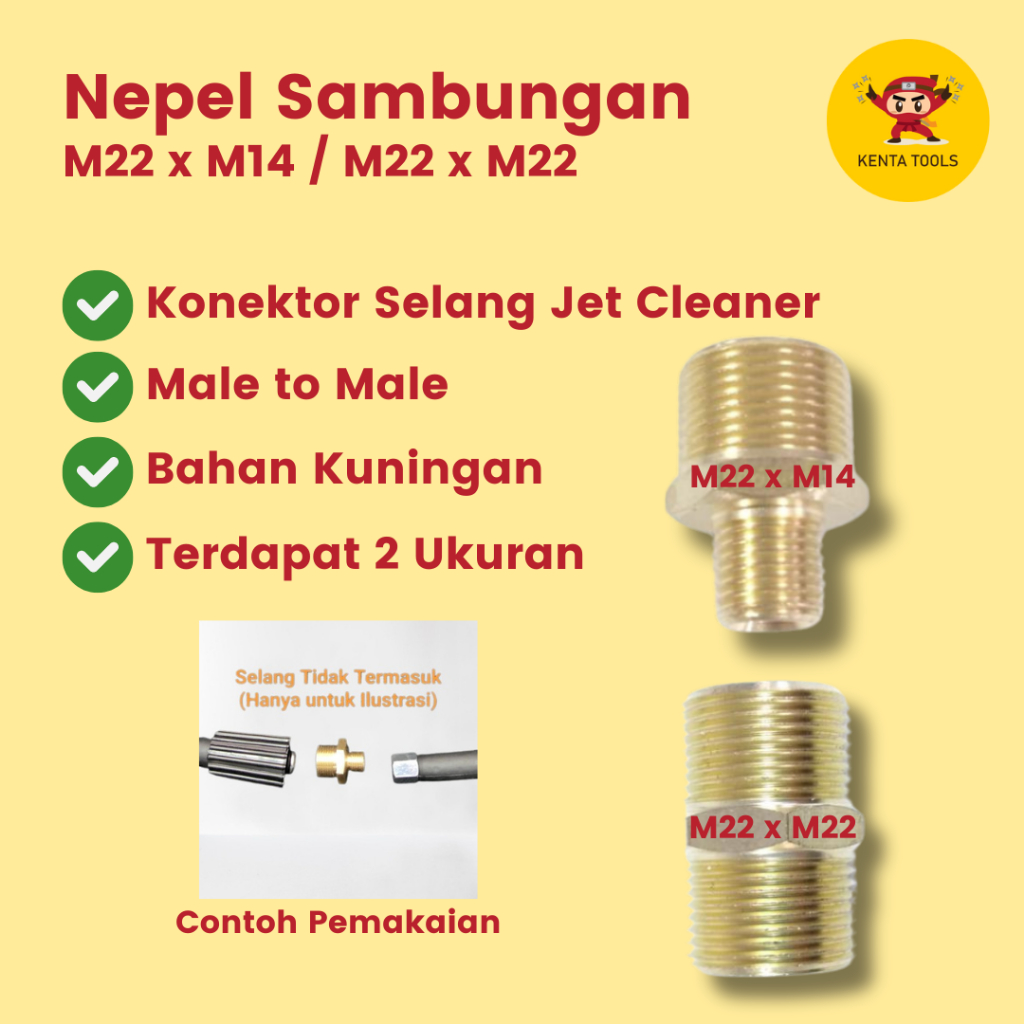 Jual Sambungan Konektor Nepel Drat M22 x M14 Adapter Konverter Selang ...