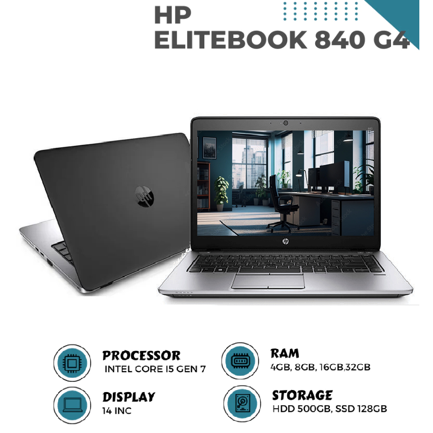 Ordinateur Portable HP EliteBook 840 G2 I5 – Noir, Occasion, Bon état De Fonctionnement