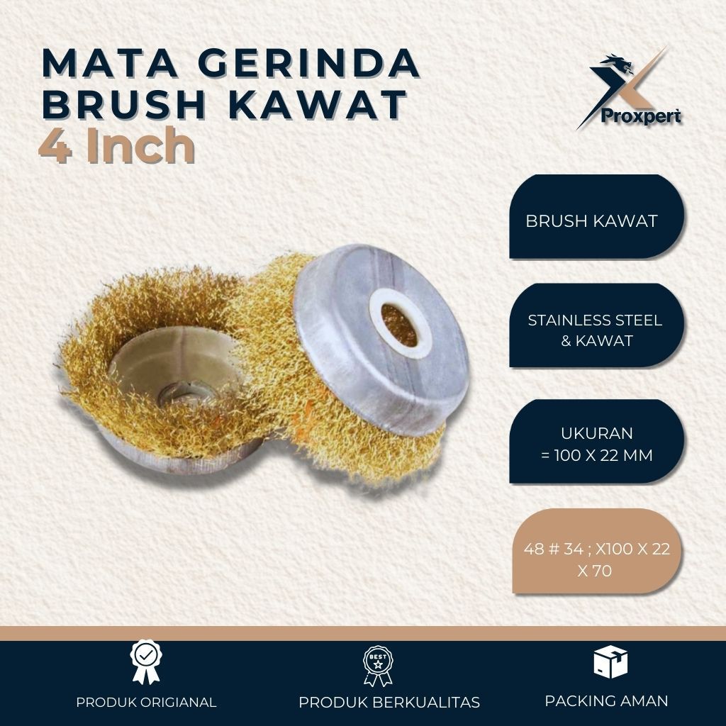 Jual ProXpert Mata Gerinda Brush Kawat 4 inch 100X22mm TJ Sikat Kawat ...