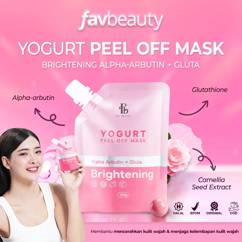 Hasil wajah glowing dan kinclong setelah menggunakan Fav Beauty Yogurt Mask
