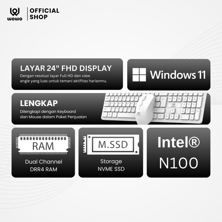 Jual WOWO All-in-One PC WCI238 N Komputer All in One Set Intel N100 8GB ...