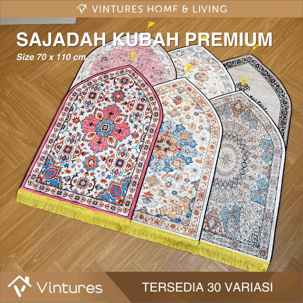 Sajadah Turki Aesthetic Kubah Premium + Rumbai dan Anti Slip - 70 x 110 CM