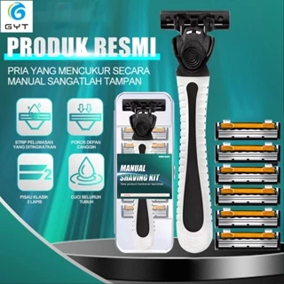 GYT Pisau Cukur Manual Set 6pcs +1 gagang pisau cukur Pisau dua lapis pisau Alat cukur janggut Tajam