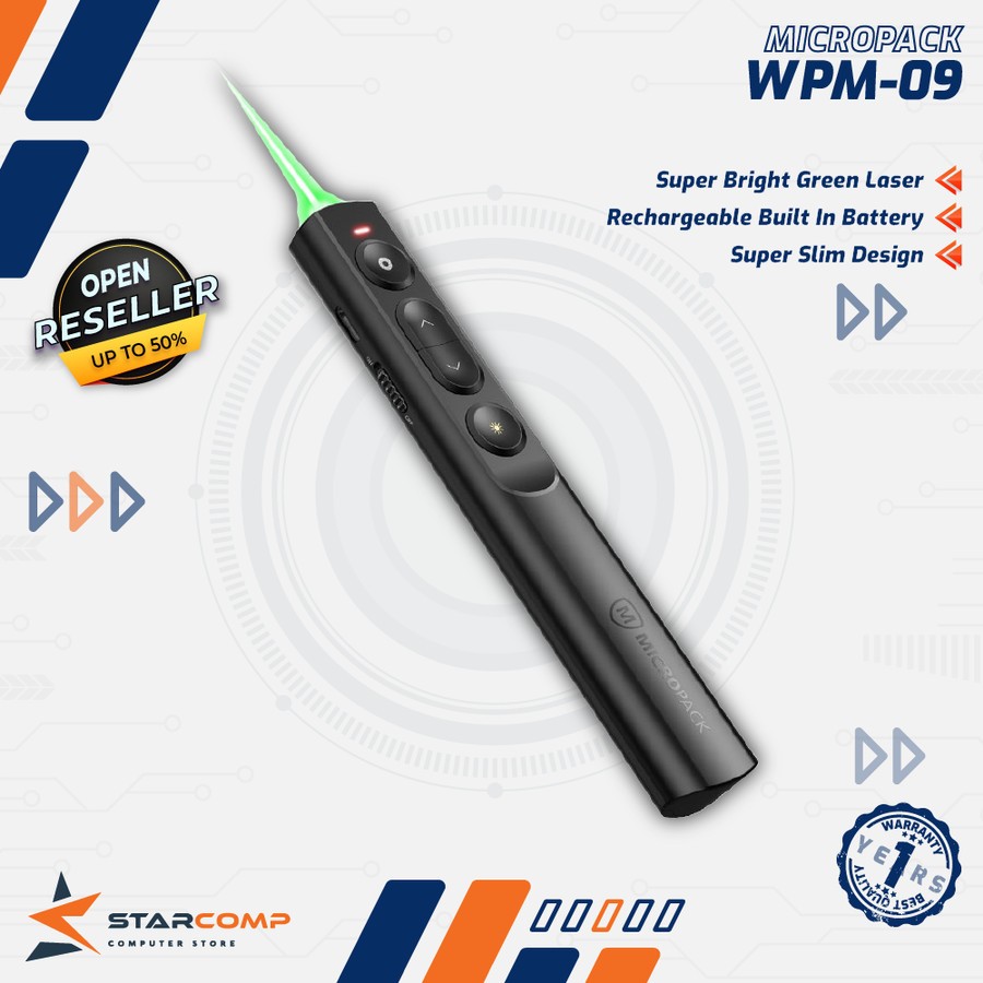 Jual Micropack WPM-09 Presenter Pointer Wireless Rechargeable Green ...