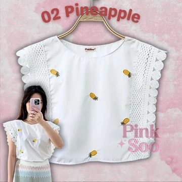 Baju Atasan Wanita Korean Style Renda Blouse Motif Bunga Bordir CARLA By Pinksoo