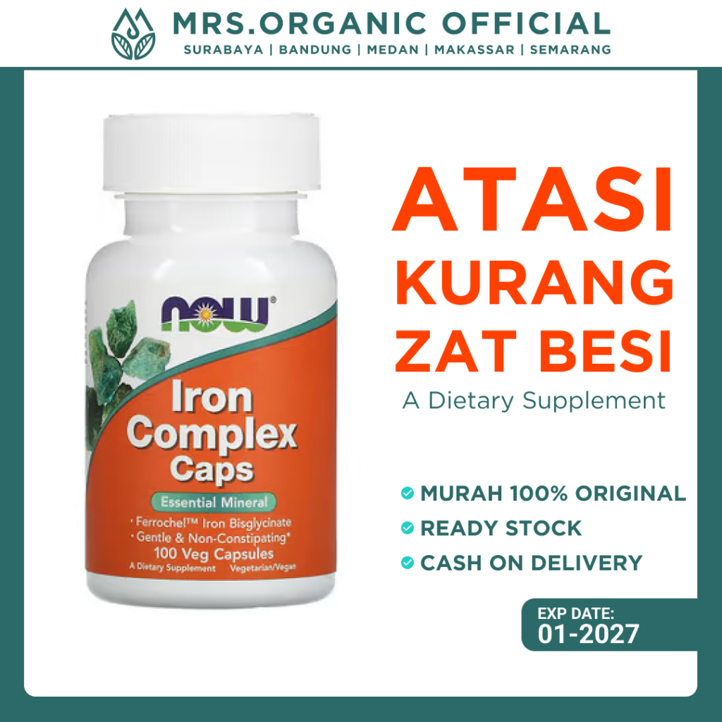 Jual Suplemen Vitamin Zat Besi Now Foods Iron Complex Caps 100 Veg ...
