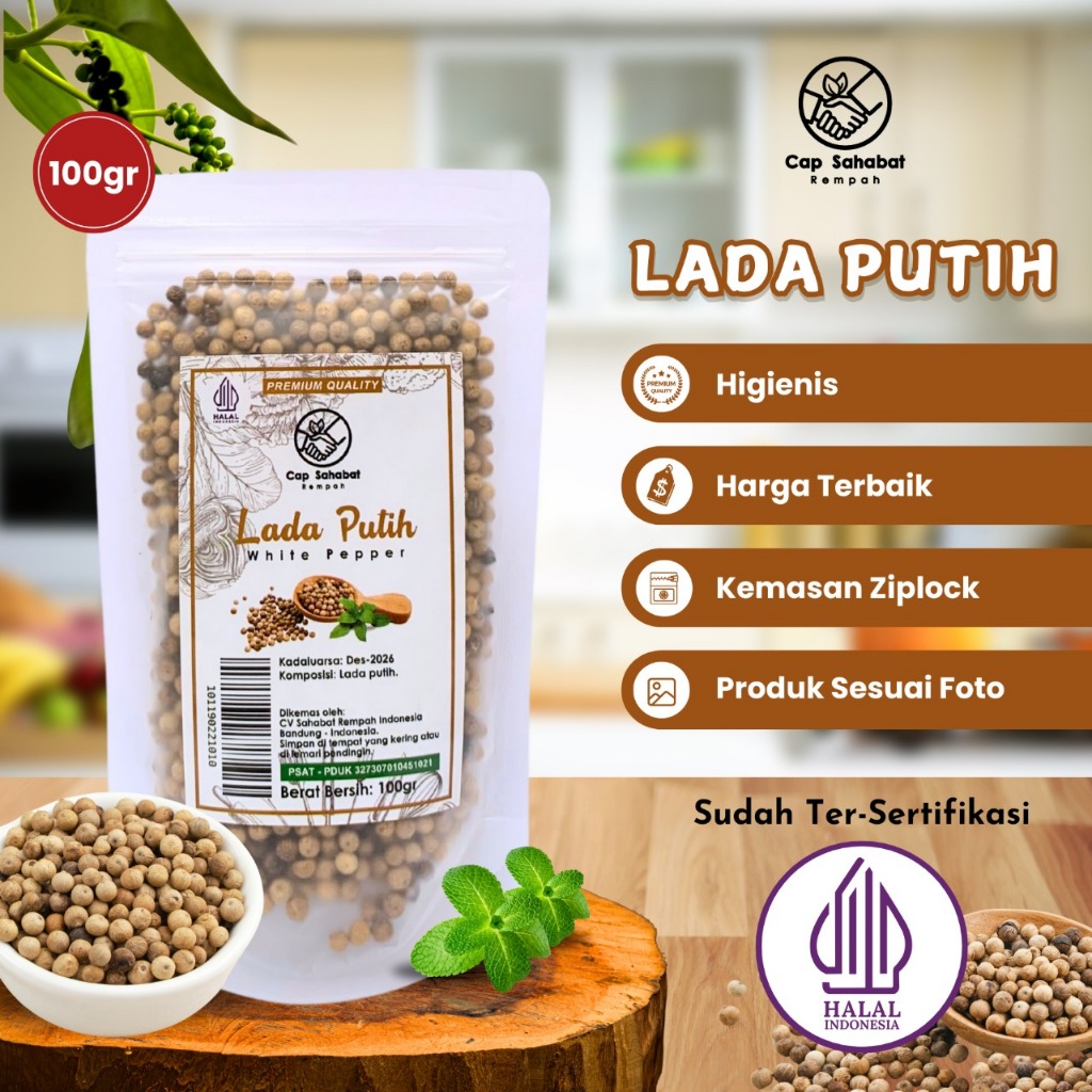 Jual Cap Sahabat - Biji Lada Putih Utuh Whole White Pepper 100% PREMIUM ...