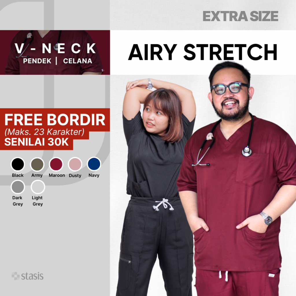 Jual [AIRY STRETCH] EXTRA SIZE Scrub Baju OK Vneck Pendek - Stasis ...