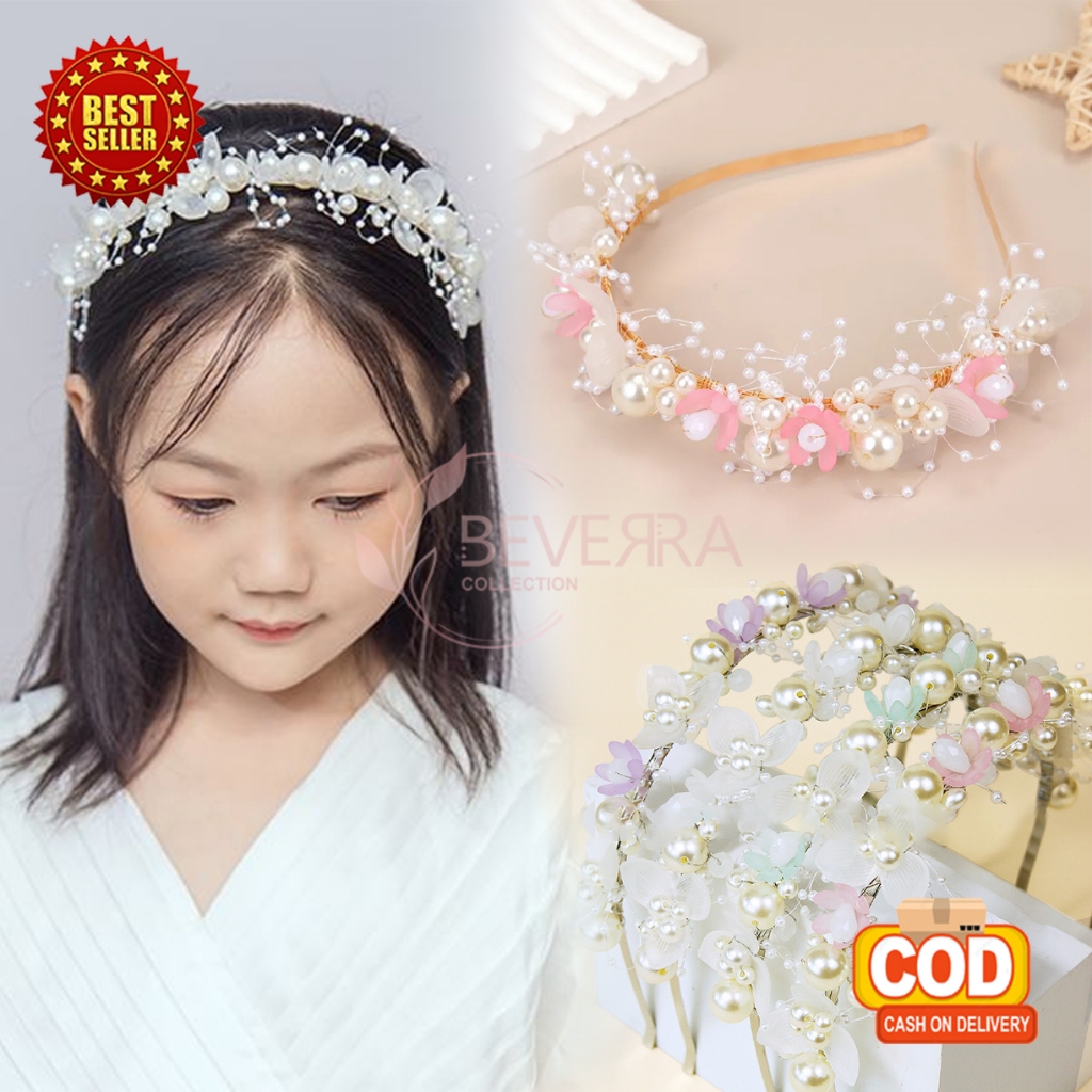 Jual Bando Korea Wanita Mutiara Pearl Bunga Mahkota Putih Aksesoris ...
