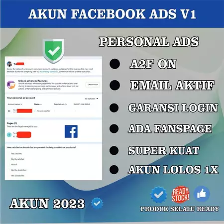 FB Ads Personal + Lolos Banding 1X + Sudah Berhalaman, A2F ON & Email Aktif Bisa Ganti Password