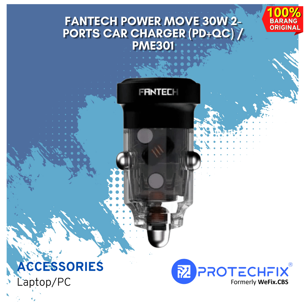 Jual FANTECH POWER MOVE 30W 2-PORTS CAR CHARGER (PD+QC) / PME301 ...