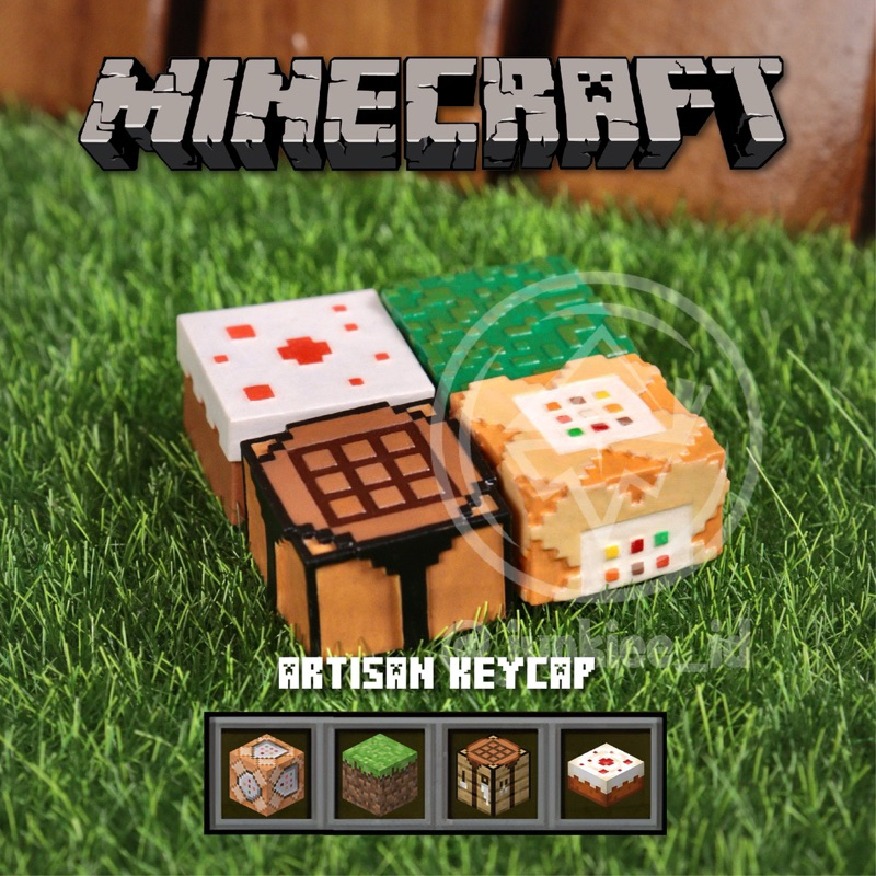 Jual Minecraft artisan keycaps crafting block cake grass block command ...