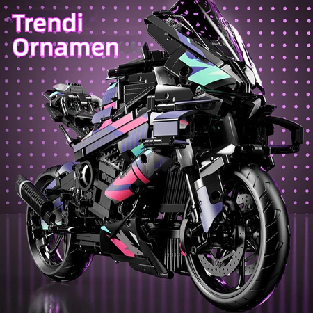 Sepeda motor berwarna-warni 1:5, model raksasa, mobil sport, blok bangunan, blok bangunan