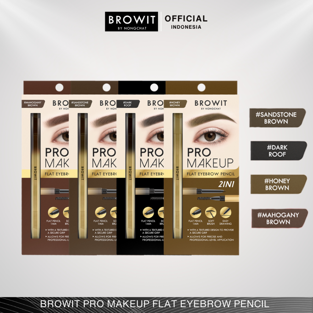Jual BROWIT BY NONGCHAT Pro Makeup Flat Eyebrow Pencil / Brow Pencil ...