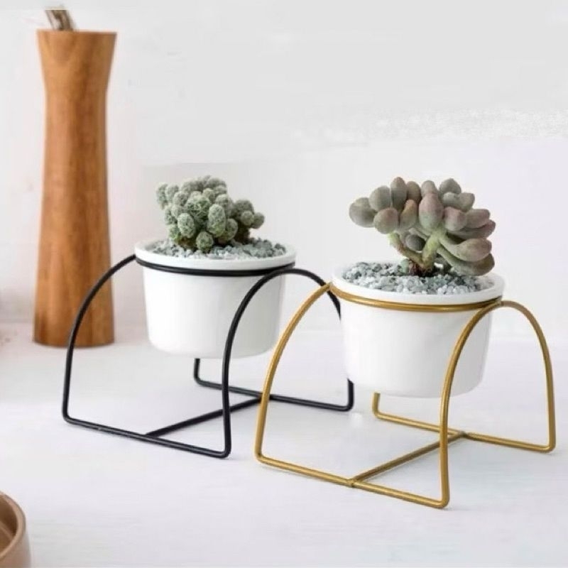 Jual Rak Standing Meja Pot 1 lubang Gold Ornamen Meja Hiasan Pot ...