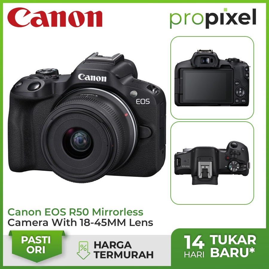 Jual Canon EOS R50 Kit RF-S 18-45MM STM Kamera Mirrorless Garansi Resmi ...