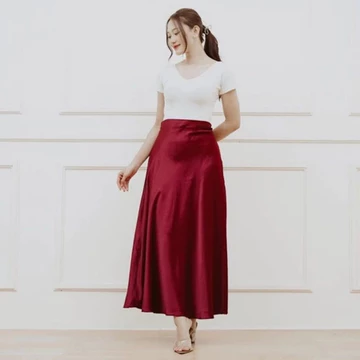 Lunar Mermaid Skirt Rok Satin Silk Premium Rok Duyung Span Flare Wanita Rok Polos