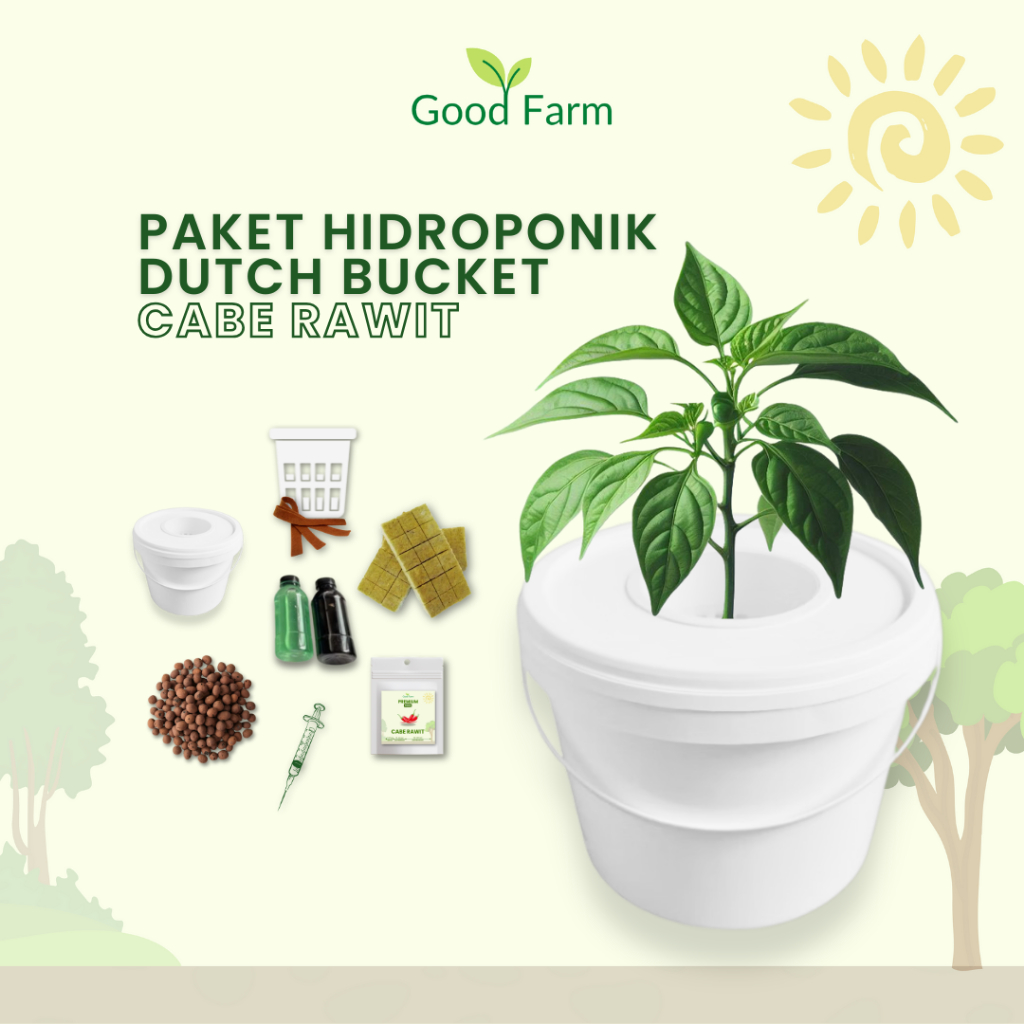 Goodfarm - Paket Hidroponik Lengkap Dutch Bucket Cabai Rawit Merah