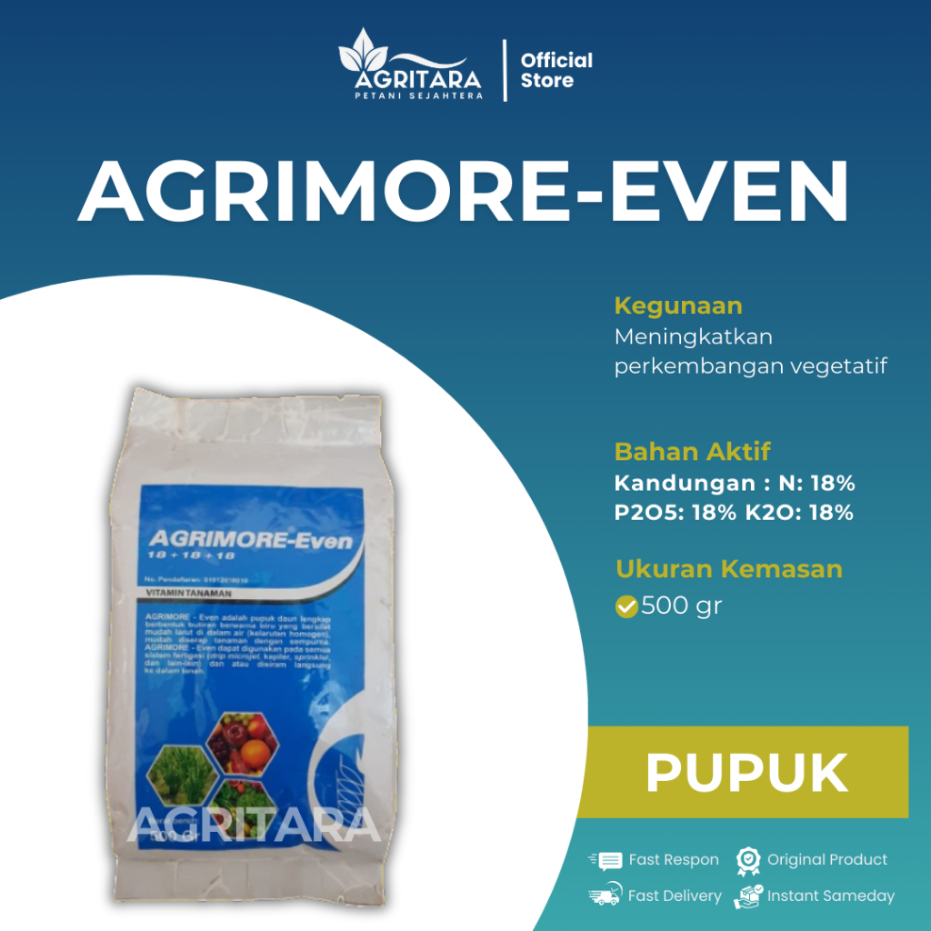 Jual PUPUK AGRIMORE-EVEN 18+18+18 500 GR (BIRU) | Shopee Indonesia