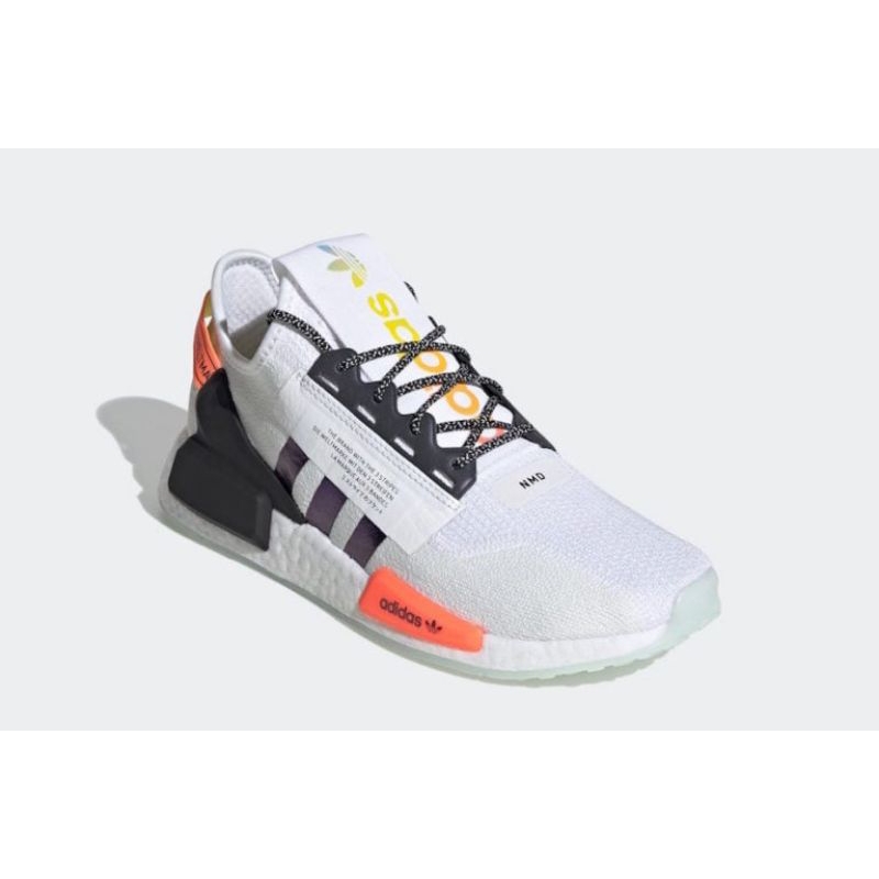 Adidas Sneaker Nmd R1 V2 White Solar Red Adidas NMD R1 Mens Size 10 1/2  Cloud White Solar Red Running Shoes