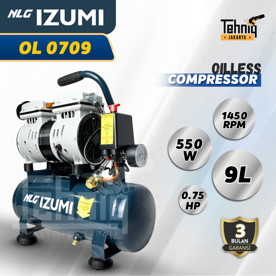 Jual Mesin Kompresor Angin Listrik NLG OL 0709 / IZUMI OL 0709 Oil Less ...