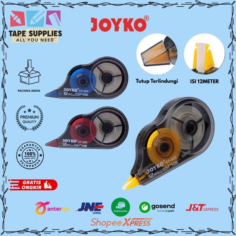 Jual Correction Tape / Tipex roll / Pita Koreksi Joyko CT-522 | Shopee ...