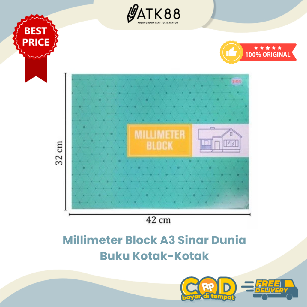 Jual [ATK88] Millimeter Block A3 Sinar Dunia - Buku Kotak-Kotak ...