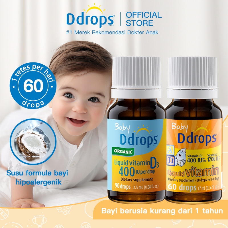 Jual Ddrops Organik Cairan Vitamin D3 Harian untuk Bayi. Multivitamin A ...