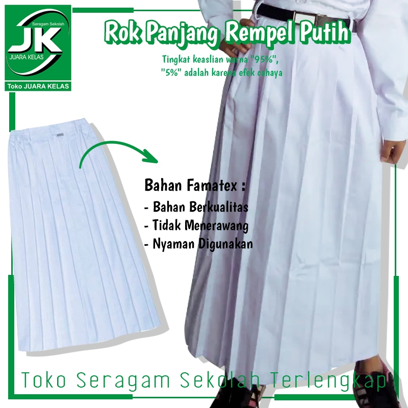 Jual [JK] SHM Rok Panjang Rampel Putih Banyak Seragam Sekolah SD SMP ...