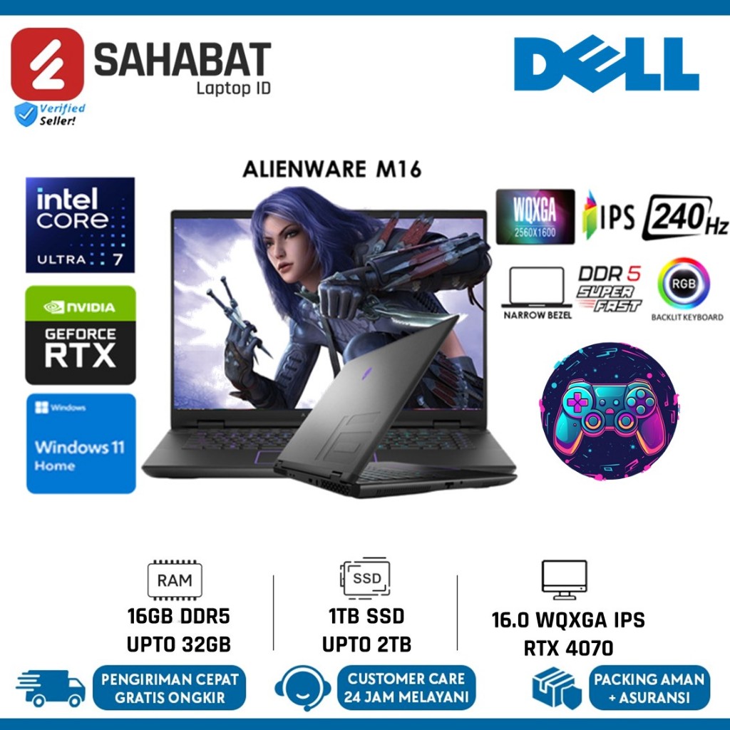 Jual Laptop Gaming Alienware M16 R2 Intel Ultra 7 155H Ram 32gb ddr5 ...