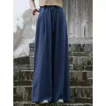 Celana Kulot Linen Premium Pinggang Full Karet Highwaist