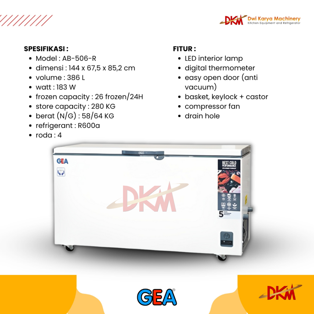 Jual Chest Freezer GEA AB-506-R / Freezer Box Daging GEA 420 Liter ...