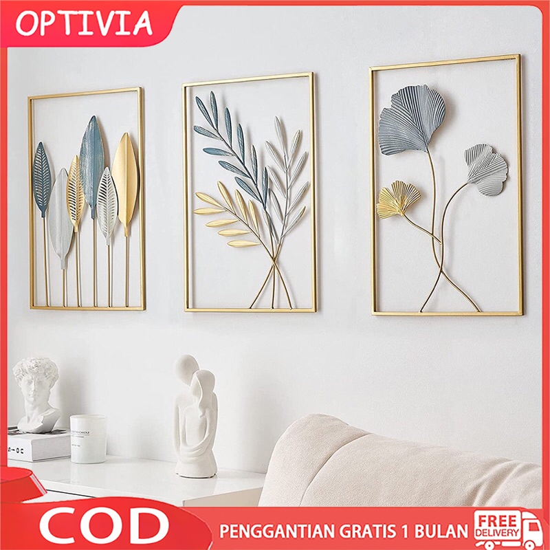OPTIVIA Dinding besi sofa ruang tamu kreatif modern latar belakang dinding hiasan dinding bunga dan hiasan dinding daun kerajinan logam Iron wall modern creative living room sofa background wall hanging flower and leaf wall hanging metal crafts