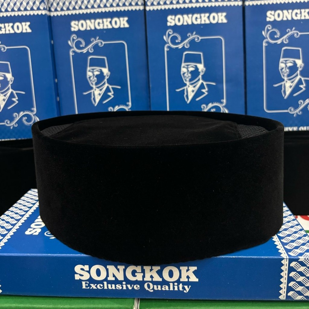 songkok peci kopiah polos hitam AC tinggi Normal (9 cm) + Ada Dus Setiap Peci