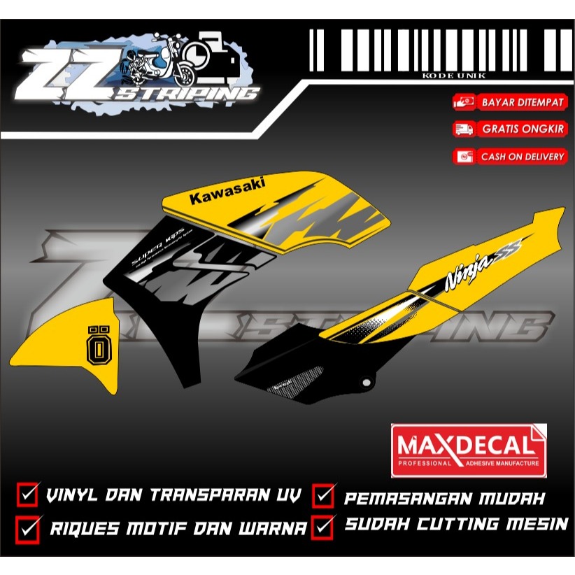 Jual stiker striping KAWASAKI ninja SS body kuning (BISA REQUEST ...