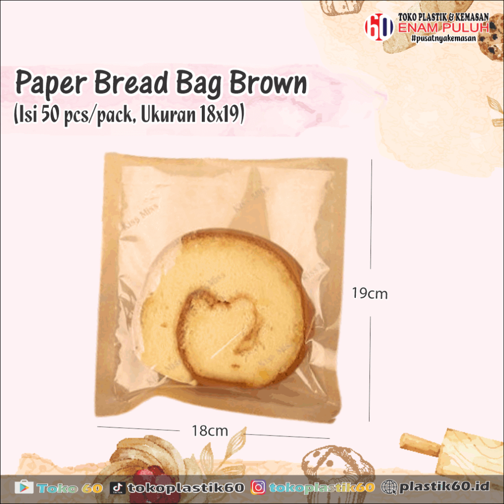 Jual Paper Bread Kantong Roti Kertas Minyak Donat Paper Bread Bag ...