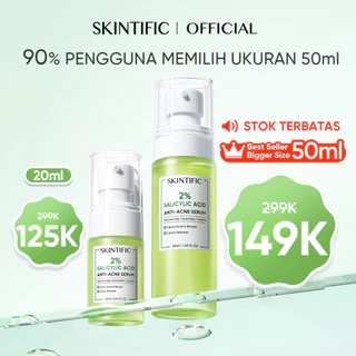 SKINTIFIC -  Salicylic Acid Anti Acne Serum 20ml | Acne Treatment Solution Melembabkan  Menghilangkan Bekas Jerawat Kulit Beruntusan Exfoliating Perawatan Wajah Calming Pelembab Pemutih Wajah Facial Moisturizer Day Cream Night Cream Skincare BPOM