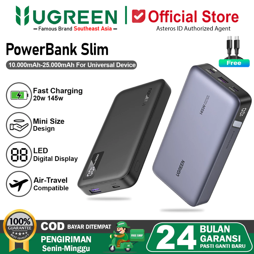 UGREEN Power Bank 10.000mAh-25.000mAh PD Fast Charging 20W 145W 200W