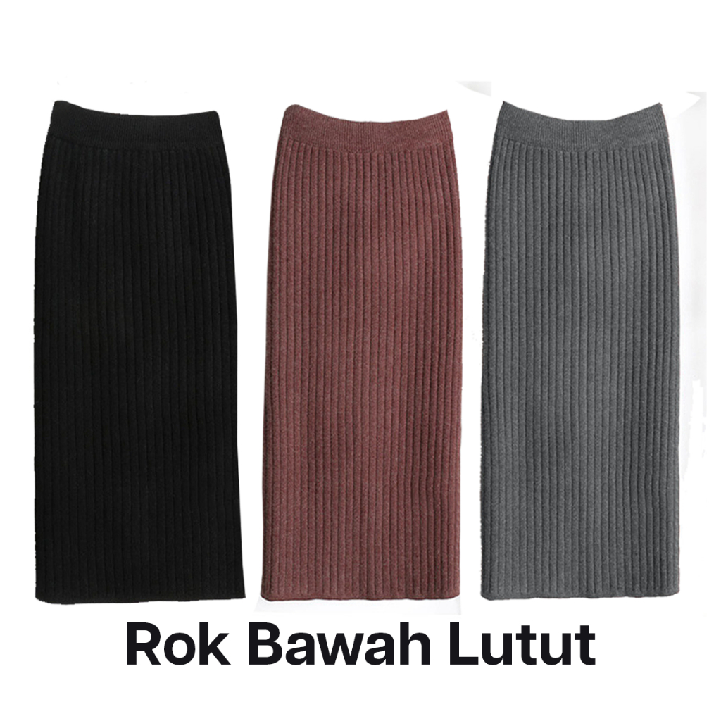Jual ROK SPAN RAJUT MIDI 65 CM PREMIUM TEBAL | Shopee Indonesia