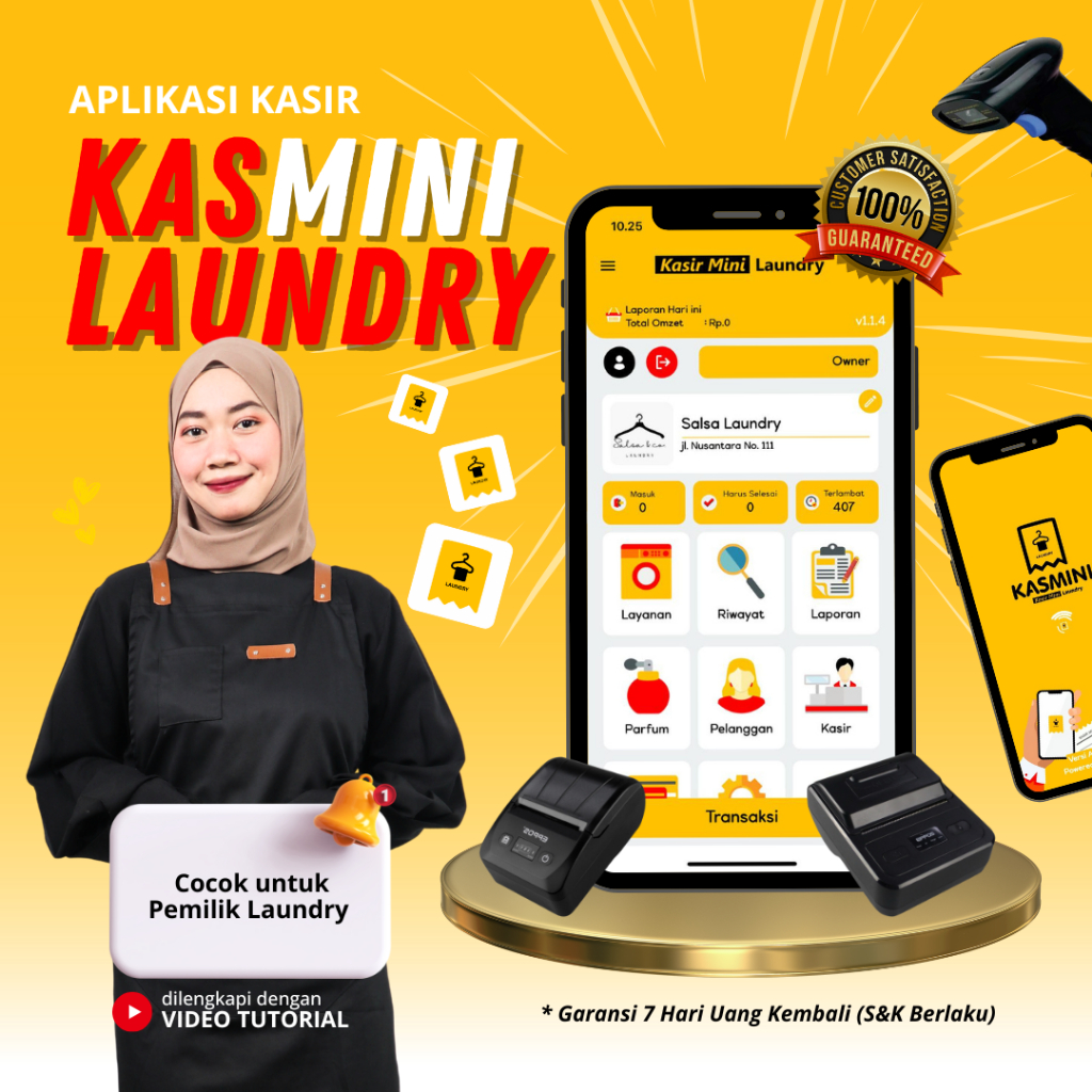 Aplikasi Kasir Android Offline - Untuk Usaha Laundry Pakaian, Sepatu, Helm, Karpet - KASMINI LAUNDRY