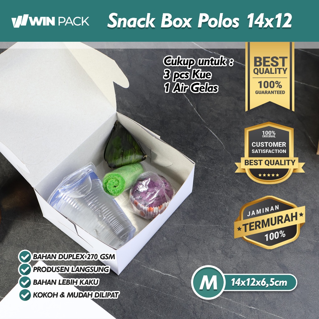 Jual (25 Pcs) Snack Box / Dus Kue / Kotak Kue 12x12 / 12x14 / 12x16 ...