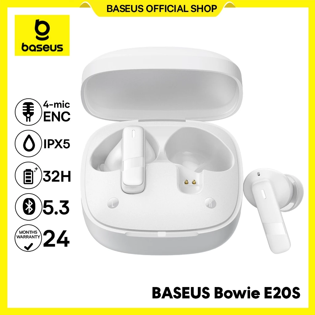 Baseus Bowie E20s IPX5 ENC TWS Headset Bluetooth Earphone Call Powerful Bass