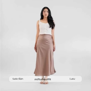 Rok Satin 90CM Satin Long Skirt Rok Satin Panjang S Sampai 3XL