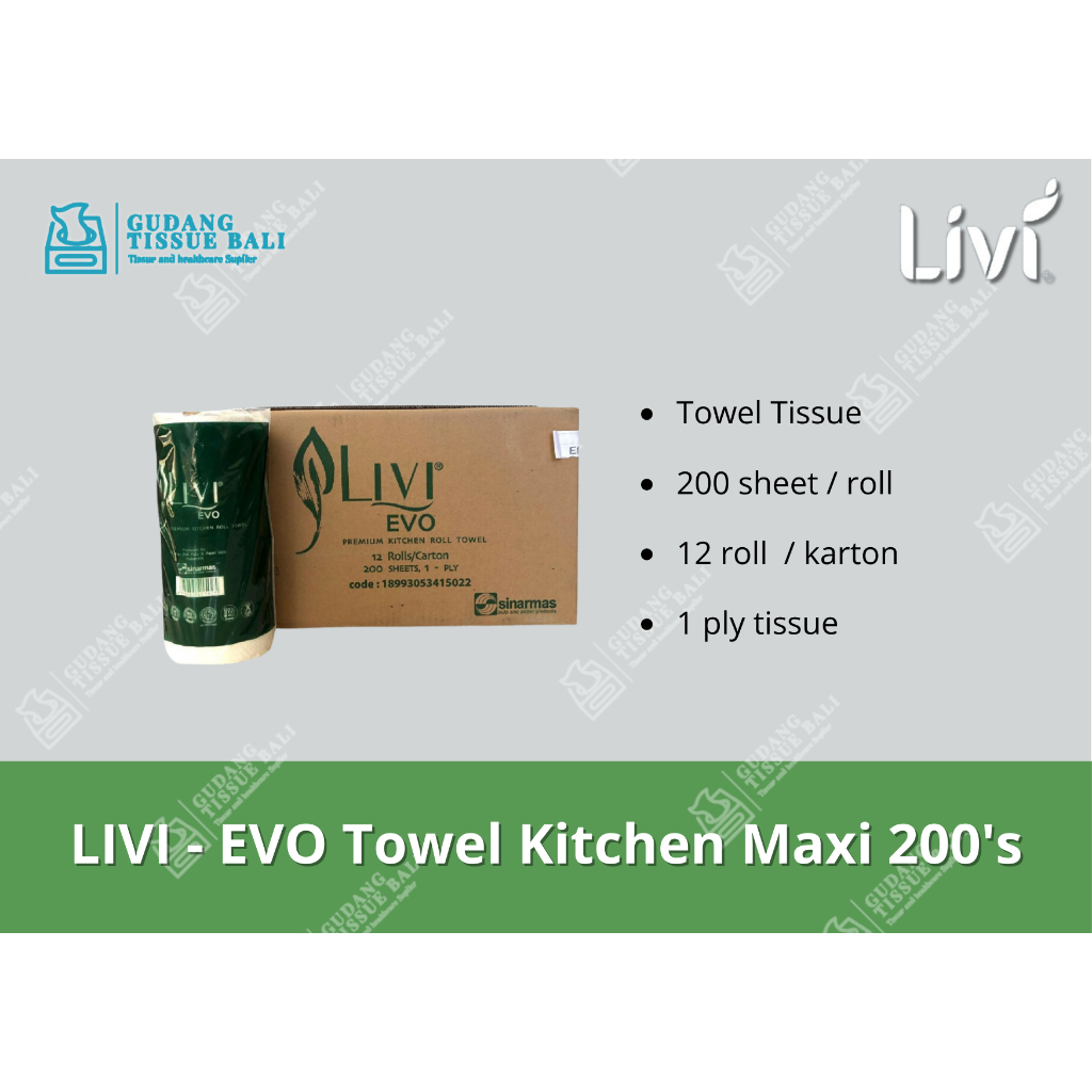 Jual Livi - Evo Tisu Dapur/Tissue Kitchen Maxi 200's x 12 roll - 1 ...
