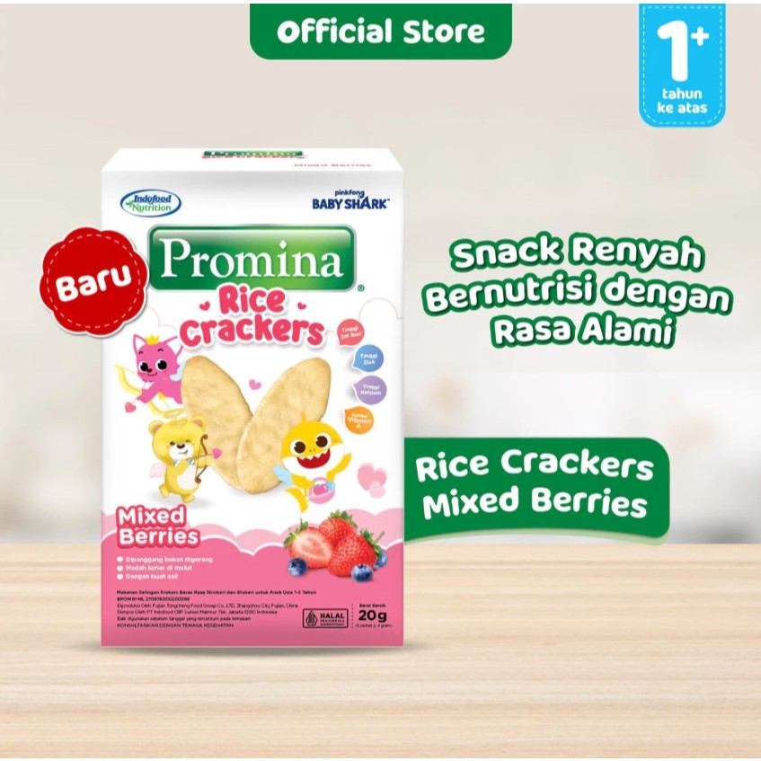 Jual (OBRAL) Cemilan anak Promina Rice Crackers Mixed Berries 5 box ...