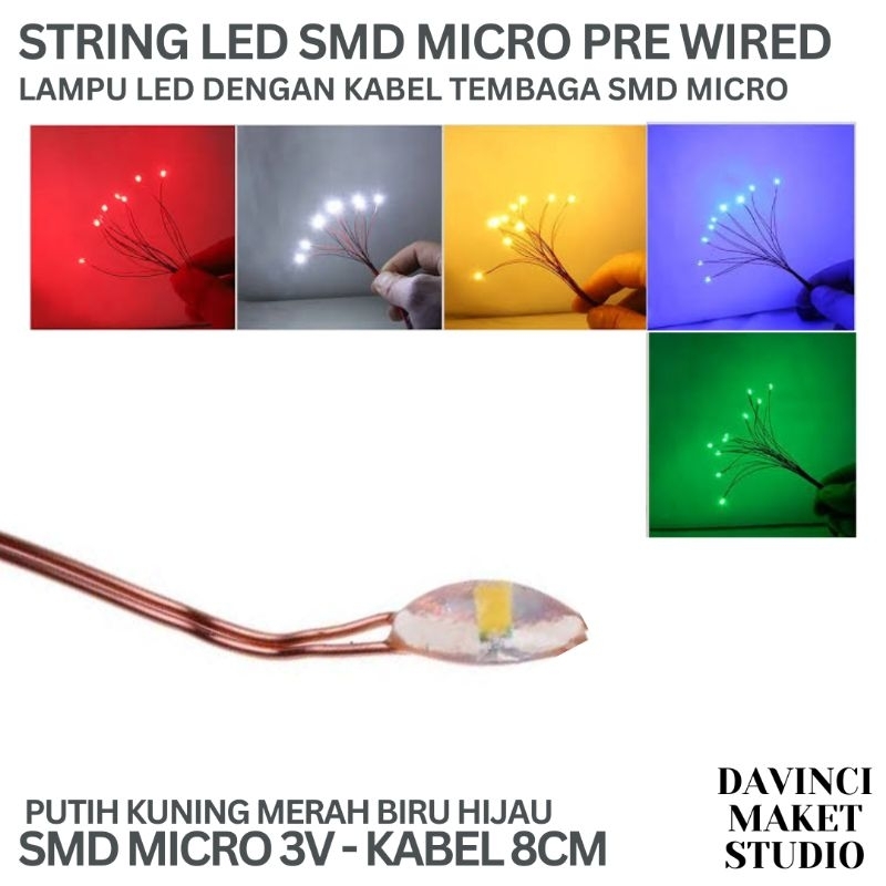 Jual (3V BEADS) Rangkaian LED Micro Beads SMD 3v Dengan Kabel Nikel ...