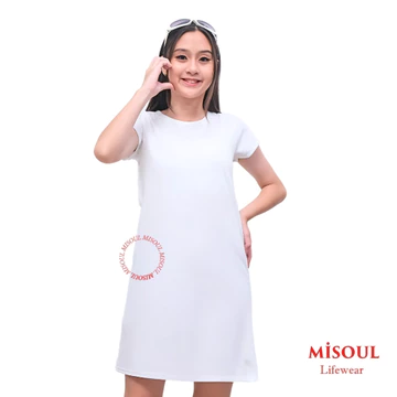MiSoul Dress Wanita Premium Pendek Motif Polos Bahan Babyterry Daster Midi Hani