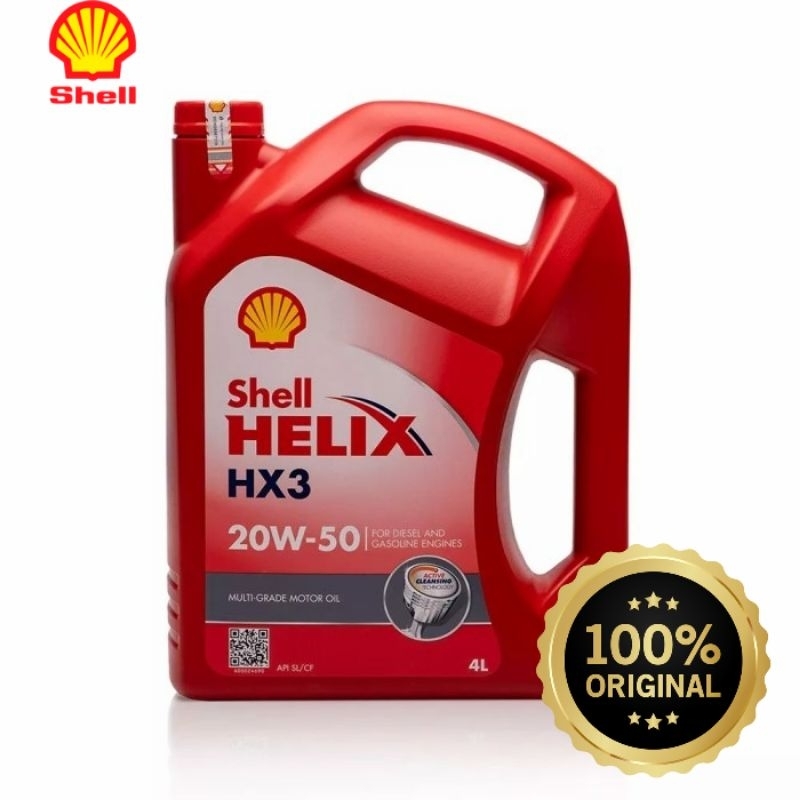 Jual Oli Shell Helix hx3 SAE 20W-50 4 Liter/1 Galon Produk 100% ...